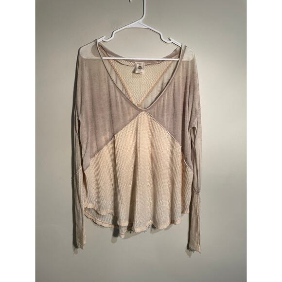 We The Free Cream Burnout Thermal Slouchy Top Size Small - Picture 1 of 9